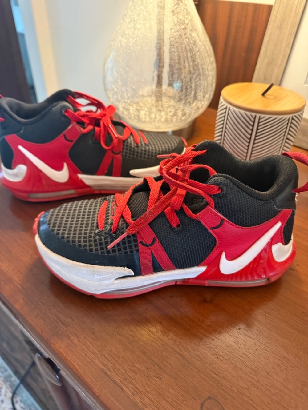 Nike Kids Red, Black and White Basketball Sneakers